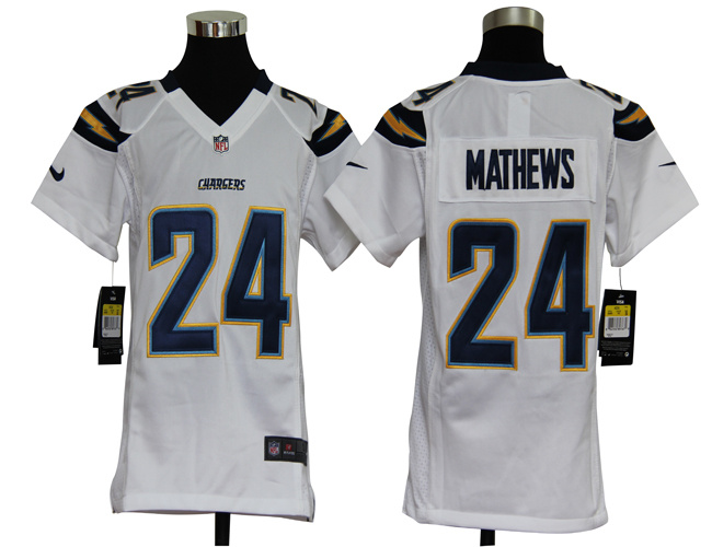 Nike Jersey White Game youths Team San Diego Chargers 24 Ryan Mathews